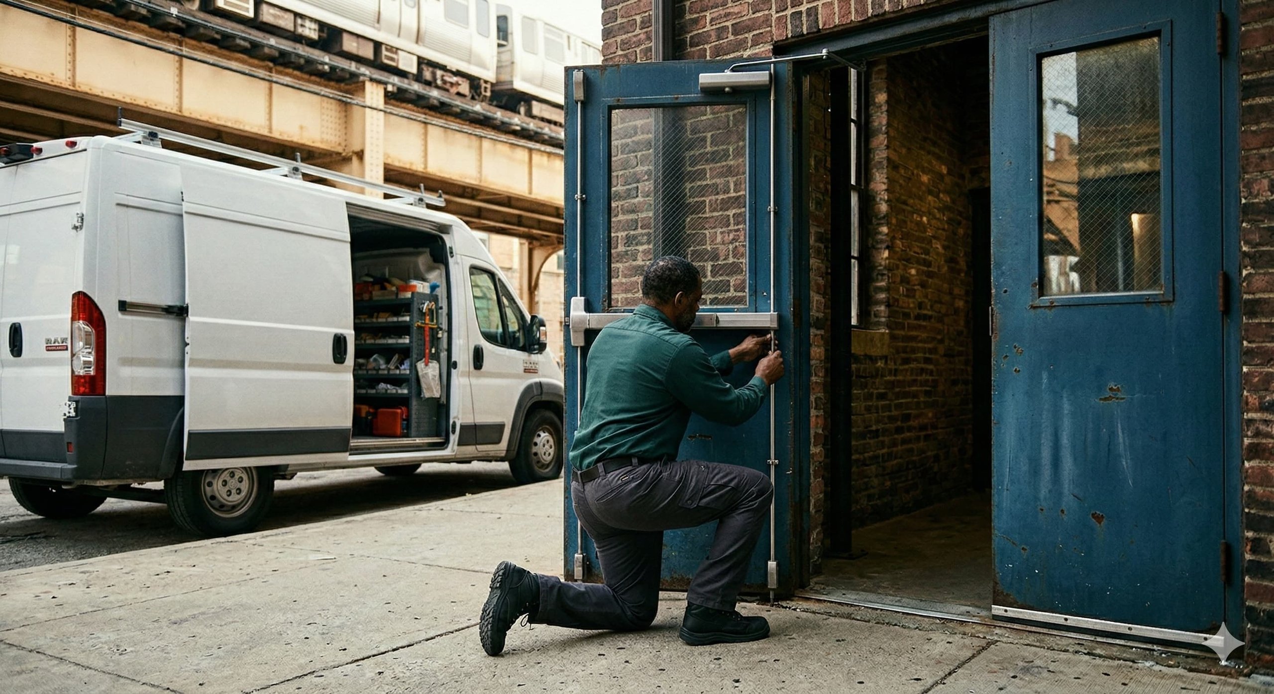 Panic bars and fire-rated hardware